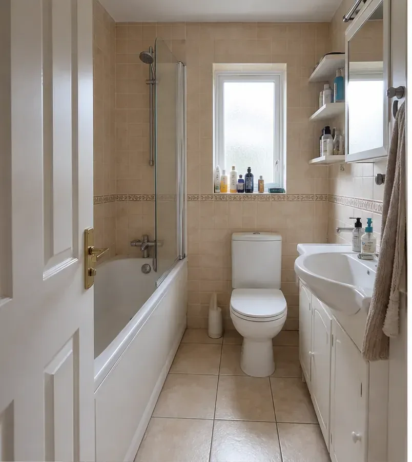 A bathroom photographed from the doorway